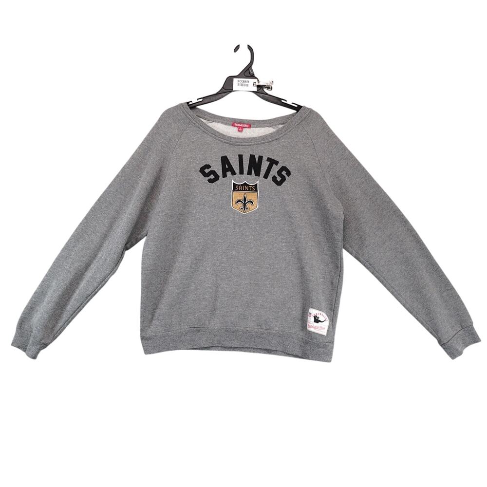 Mitchell & Ness NFL New Orleans Saints Gray Sweatshirt Women's L Throwback Boxy‎